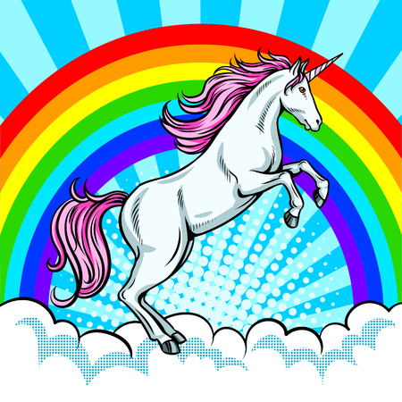 Fairy animal unicorn and rainbow pop art vectorのイラスト素材