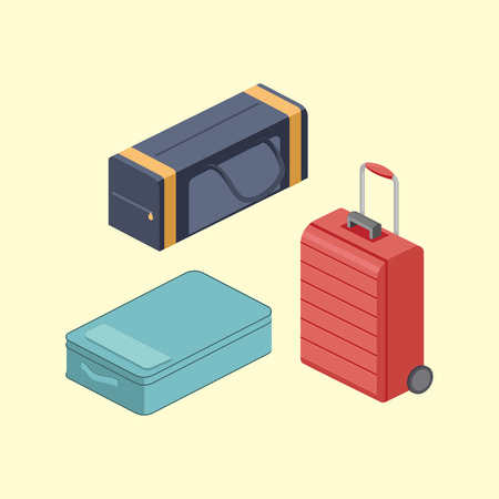 Travel bags. Colorful minimalistic isometric style vector illustrationの写真素材