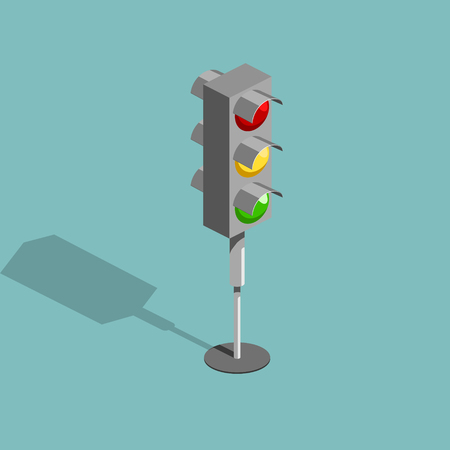 Traffic light isometric style colorful vector illustrationのイラスト素材