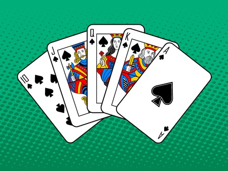Winning combination of cards pop art style vector illustration. Comic book style imitation. Poker...