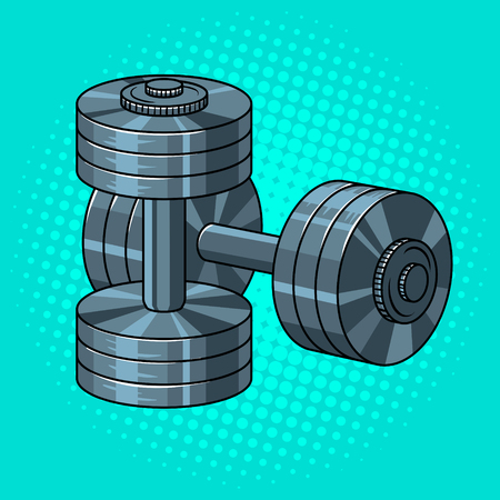 Metal dumbbells pop art retro vector illustration. Comic book style imitation. Sports equipmentの写真素材