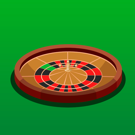 Roulette wheel casino game isometric style colorful vector illustrationのイラスト素材