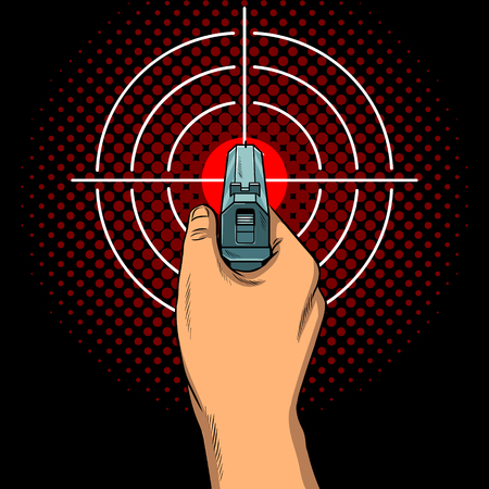 Hand with the gun and aim pop art vectorのイラスト素材
