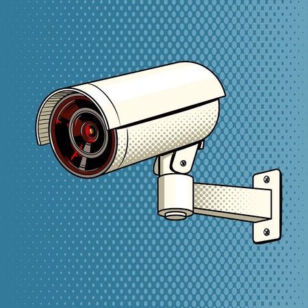 Surveillance Camera on the wall pop art