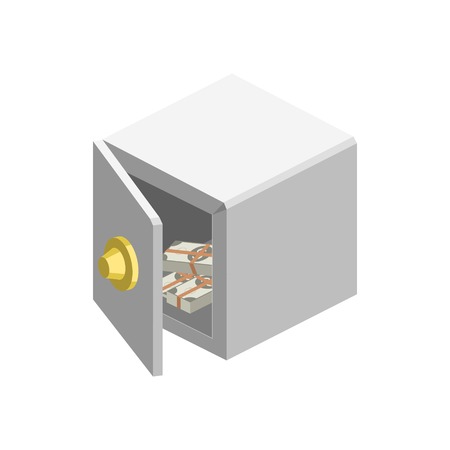 Safe with money colorful minimalistic isometric style vector illustrationのイラスト素材