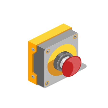 Red button colorful minimalistic isometric style vector illustrationのイラスト素材