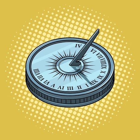 Vintage sundial pop art style vector illustration. Comic book style imitationのイラスト素材