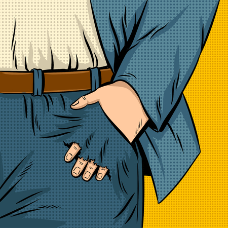 Pocket hole pop art retro vector illustration. Business suit. Comic book style imitation.のイラスト素材