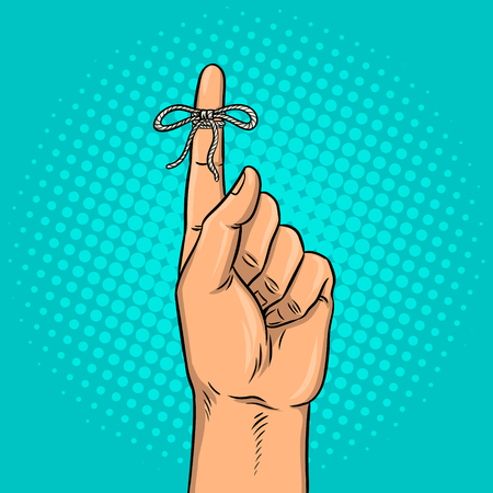 Knot on finger pop art vector illustration.のイラスト素材