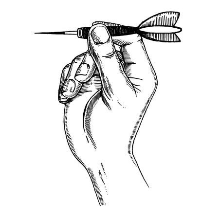 Hand with dart engraving illustration.のイラスト素材