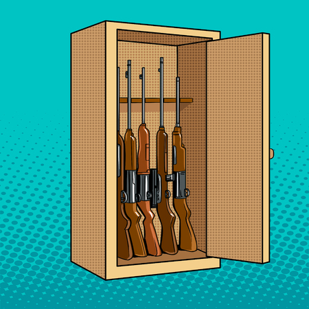 Cabinet with guns pop art vector illustrationのイラスト素材