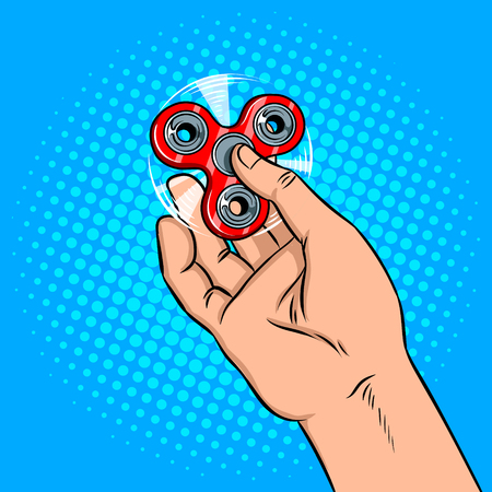 Spinner in hand pop art vector illustrationのイラスト素材