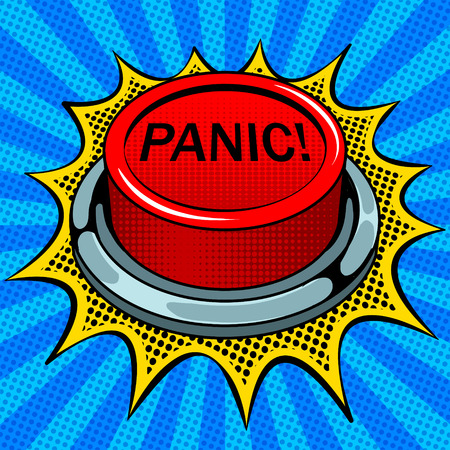 Panic red button pop art vector illustrationのイラスト素材