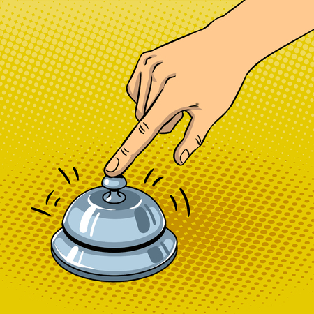 Hand ring bell pop art vector illustrationのイラスト素材