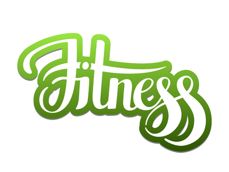 Fitness emblem hand drawn lettering vector illustration. Calligraphy handwritten logo.のイラスト素材