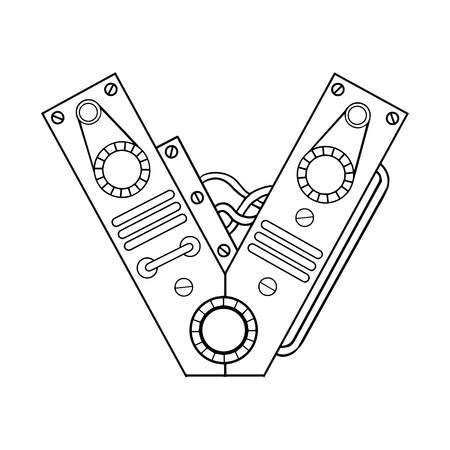 Mechanical letter V engraving vector illustration.のイラスト素材