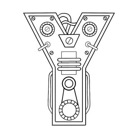 Mechanical letter Y engraving vector illustration. Font art. Scratch board style imitation.のイラスト素材