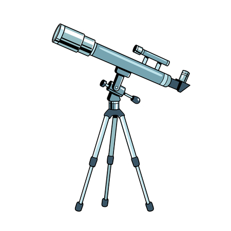 Telescope pop art retro vector illustration. Isolated image on white background.. Comic book style imitation.のイラスト素材