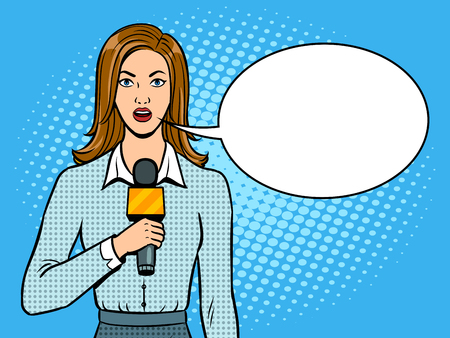 Journalist with microphone pop art vectorのイラスト素材