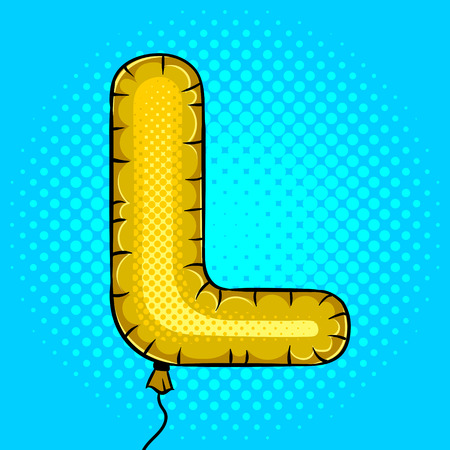 Air balloon in shape of letter L pop art retro vector illustration. Comic book style imitation.のイラスト素材