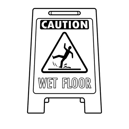 Wet floor sign coloring book vectorのイラスト素材