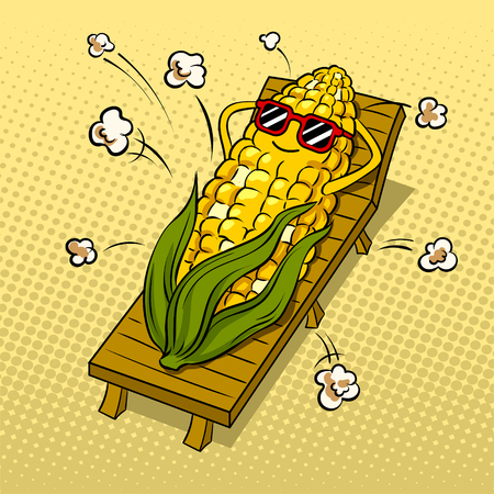 Corn tans on beach pop art vector illustrationのイラスト素材