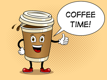 Coffee cup and thumb up pop art vectorのイラスト素材
