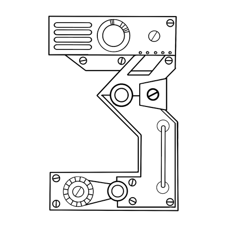 Mechanical number 3 engraving vector illustrationのイラスト素材
