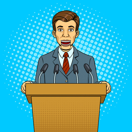 Speaking puppet on tribuneのイラスト素材