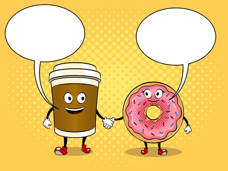 Coffee cup and donuts pop art vectorのイラスト素材