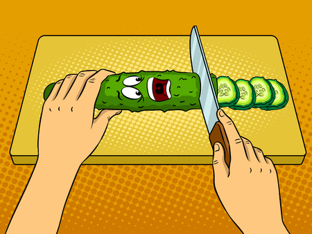 Cartoon cucumber pop art vector illustrationのイラスト素材