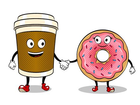 Coffee cup and donut pop art vectorのイラスト素材