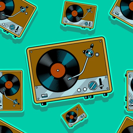Record player turntable seamless pattern Vector illustration.のイラスト素材