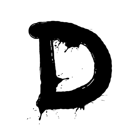 Blot letter D vector illustration. Font alphabet art. Scratch board style imitation. Hand drawn image.のイラスト素材