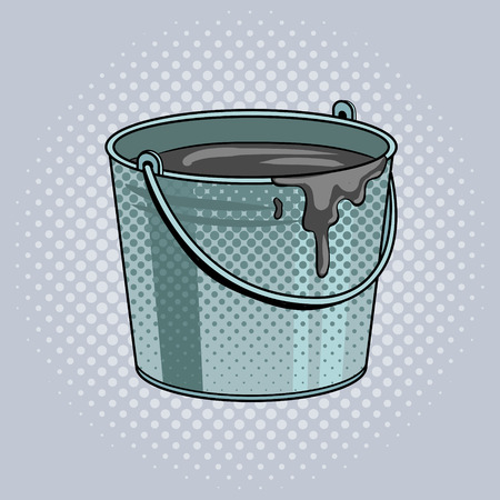 Bucket with cement mortar pop art retro vector illustration. Comic book style imitation.のイラスト素材