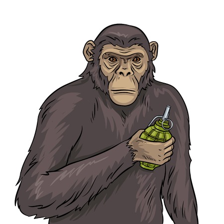 Monkey with grenade pop art vector illustrationのイラスト素材