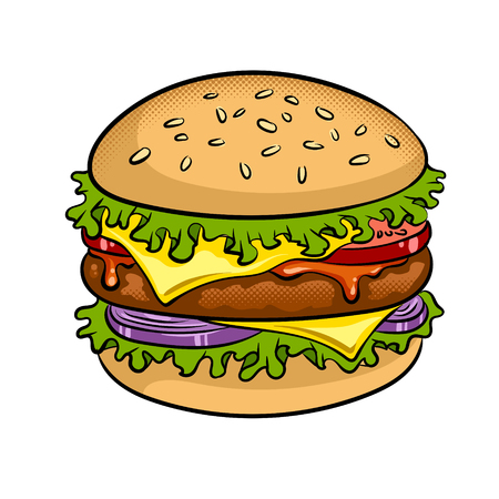 Burger sandwich pop art vector illustrationのイラスト素材