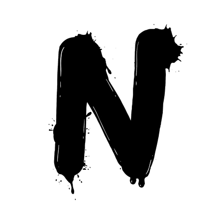 Blot letter N black and white vector illustrationのイラスト素材