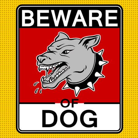 Beware of angry dog pop art vector illustrationのイラスト素材