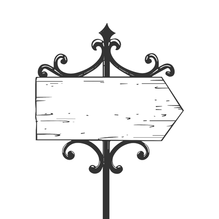 Old urban road signpost engraving vectorのイラスト素材
