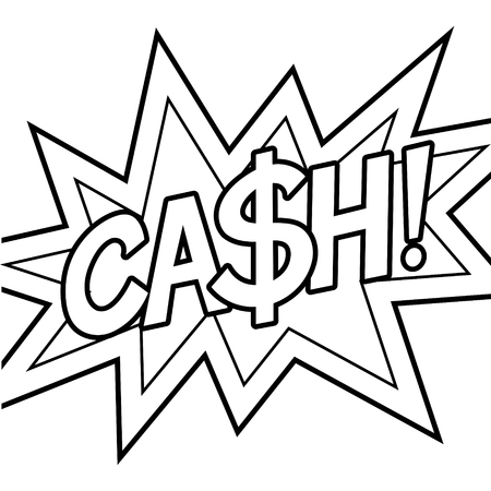 Cash word comic book coloring vector illustrationのイラスト素材