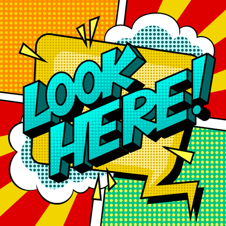 Look here word comic book pop art vectorのイラスト素材