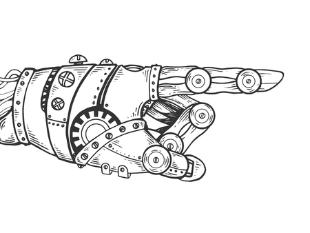 Robot hand engraving vector illustrationのイラスト素材