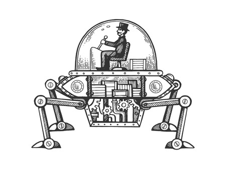Steam engine car engraving vector illustration. Scratch board style imitation. Black and white hand drawn image.のイラスト素材