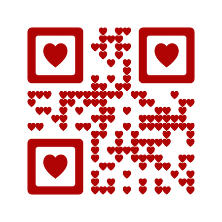 I love you words qr code abstract vector illustration. Red Heart symbolのイラスト素材