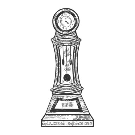 Vintage Grandfather Clock sketch engraving vector illustration. Scratch board style imitation. Hand drawn image.のイラスト素材
