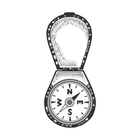 Vintage compass sketch engraving vector illustration. Navigation symbol. Scratch board style imitation. Hand drawn image.のイラスト素材
