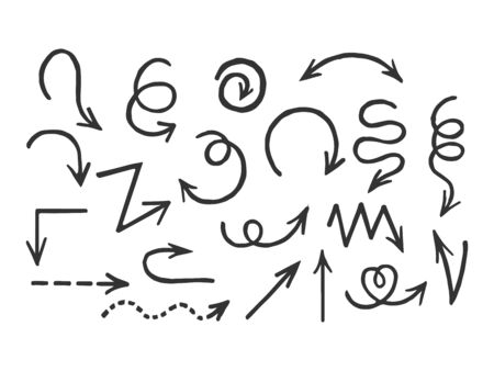 Doodle arrow set sketch engraving vector illustration. Romantic love lovesickness symbol. T-shirt apparel print design. Scratch board imitation. Black and white hand drawn image.のイラスト素材