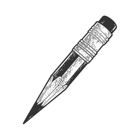 completely sharpened ending pencil sketch engraving vector illustration. T-shirt apparel print design. Scratch board imitation. Black and white hand drawn image.のイラスト素材
