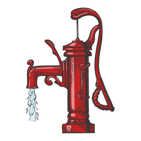 Standpipe color sketch engraving vector illustration. T-shirt apparel print design. Scratch board imitation. Black and white hand drawn image.のイラスト素材